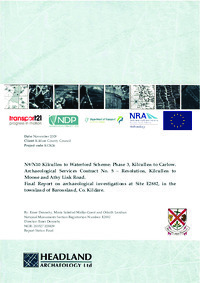 Object Archaeological excavation report,  E2882 Baronsland,  County Kildare.cover picture