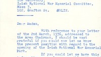 Object Correspondence between Major J.J. Tynan, Area Secretary, British Legion in Ireland and [Miss H.G. Wilson], Secretary, Irish National War Memorial Committee.cover picture