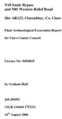 Object Archaeological excavation report,  04E0019 Clareabbey Site AR123,  County Clare.cover picture