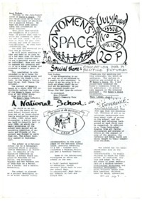 Object Women's Space Newsletter Issue No. 3 July/August 1988cover picture