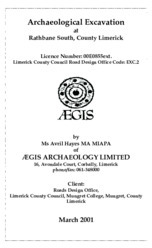 Object Archaeological excavation report, 00E0855 (ext.) Rathbane South 2, County Limerick.has no cover