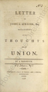 Object Letter to Joshua Spencer, Esq., occasioned by his thoughts on an unionhas no cover picture