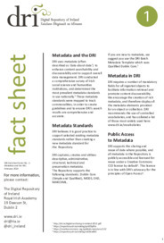Object DRI Factsheet No. 1: Metadata and the DRIhas no cover picture