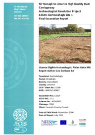 Object Archaeological excavation report,  E2324 Gortnalahagh Site 1,  County Limerick.cover picture