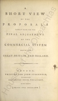 Object A short view of the proposals lately made for the final adjustment of the commercial system between Great-Britain and Irelandcover