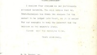 Object Statement of particulars of cheques sent to R.G. Warren, Solicitor, with covering letter.cover picture