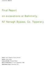 Object Archaeological excavation report,  98E0476 Ballintotty,  County Tipperary.cover picture