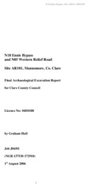 Object Archaeological excavation report,  04E0188 Manusmore Site AR101,  County Clare.cover