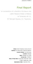 Object Archaeological excavation report,  E0472 Tullahedy,  County Tipperary.has no cover