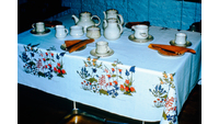 Object Irish Wildflowers tablecloth on a set tablehas no cover picture
