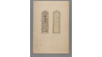 Object Two options for plain glaze: two-light gable windows in Norman slab and pot metal glass or cathedral glasscover