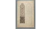 Object Design for a two-light window with floral motifs and quotation from Isaiah, chapter XLII, verse vihas no cover picture