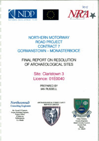 Object Archaeological excavation report, 01E0040 Claristown 3, County Meath.cover picture