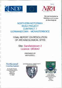 Object Archaeological excavation report, 01E0042 Sarsfieldstown 2, County Meath.cover picture
