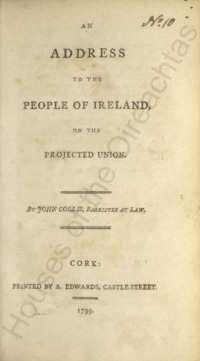 Object An address to the people of Ireland on the projected unioncover picture