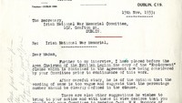 Object Letter from Captain Colin M. Woods, Employment Officer, British Legion, Irish Free State Area, 28 Harcourt Street, Dublin, to Miss H.G. Wilson, Secretary, Irish National War Memorial Committee, Room No. 7, 102 Grafton Street, Dublin.has no cover picture