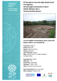 Object Archaeological excavation report,  E3534 Killalane Site 1,  County Tipperary.cover picture