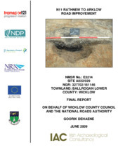 Object Archaeological excavation report,  E3214 Ballyrogan Lower A022-029,  County Wicklow.cover picture