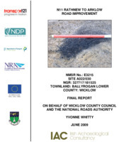 Object Archaeological excavation report,  E3215 Ballyrogan Lower A022-030,  County Wicklow.cover