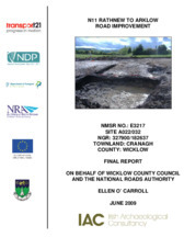 Object Archaeological excavation report,  E3217 Cranagh A022-032,  County Wicklow.cover picture
