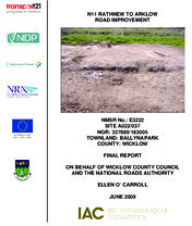 Object Archaeological excavation report,  E3222 Ballynapark A022-037,  County Wicklow.has no cover