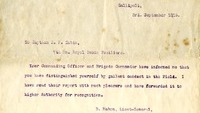 Object Letter from Lieutenant- General B Mahon to Captain Patrick Richard Tobin, 3 September 1915.has no cover picture