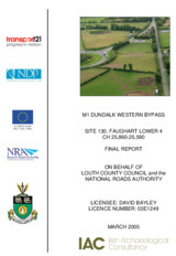 Object Archaeological excavation report, 03E1249 Site 130 Faughart Lower 4, County Louth .cover picture