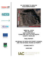 Object Archaeological excavation report,  E3230 Ballyclogh North A022-044,  County Wicklow.cover picture