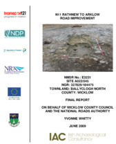 Object Archaeological excavation report,  E3231 Ballyclogh North A022-045,  County Wicklow.cover picture