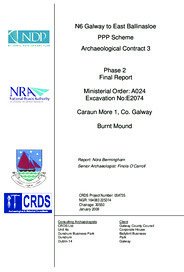Object Archaeological excavation report,  E2074 Caraun More 1,  County Galway.cover picture