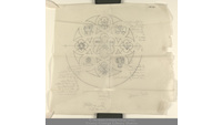 Object Ennis, Co. Clare: Franciscan Friary. Design for round stained glass window with notes regarding the subjects depicted, versohas no cover