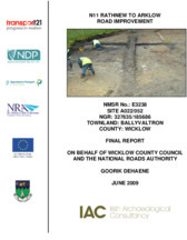 Object Archaeological excavation report,  E3238 Ballyvaltron A022-052,  County Wicklow.cover picture