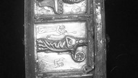 Object An Domhnagh Airgid - Diocese of Clogher. Consisting of a yew box covered in the 8th
        century, probably with tinned plates of Bronze. Decorated with an outer silver case made
        about 1350. Top dates from the 16th centuryhas no cover picture