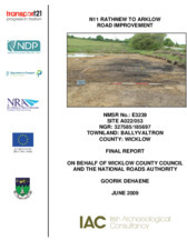 Object Archaeological excavation report,  E3239 Ballyvaltron A022-053,  County Wicklow.cover picture