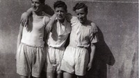 Object Three young male Jacob's Biscuit Factory workers in sports gearhas no cover picture