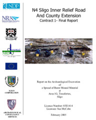 Object Archaeological excavation report, 03E1414 Area 1G Tonafortes, County Sligo.cover