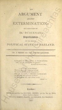 Object An argument against extermination : occasioned by Dr. Duigenan's representation of the present political state of Irelandcover