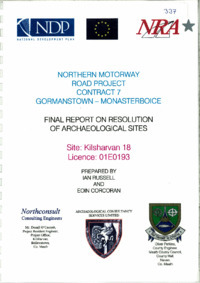 Object Archaeological excavation report, 01E0193 Kilsharvan 18, County Meath.cover picture