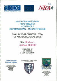 Object Archaeological excavation report, 01E0195 Shallon 1, County Meath.cover