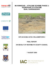 Object Archaeological excavation report,  E2704 Williamstown 2,  County Westmeath.has no cover