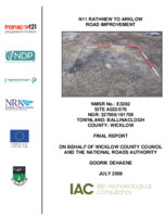 Object Archaeological excavation report,  E3262 Ballinaclogh A022-076,  County Wicklow.cover picture