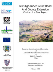 Object Archaeological excavation report, 03E1797 Field G Caltragh, County Sligo.cover