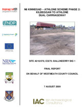Object Archaeological excavation report,  E3275 Ballinderry Big 1,  County Westmeath.cover picture
