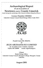 Object Archaeological excavation report, 01E0214 Newtown, County Limerick.has no cover picture
