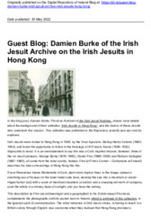 Object Guest Blog: Damien Burke of the Irish  Jesuit Archive on the Irish Jesuits in  Hong Kongcover picture