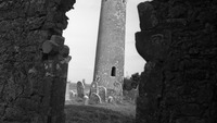 Object Clonmacnoise O'Rourke's Tower, seen through the west doorway of the Cathedral, Co. Offalycover picture