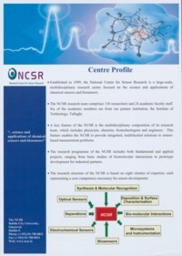 Object Handout for National Centre for Sensor Research (NCSR) at Dublin City University [DCU]cover