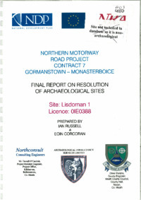 Object Archaeological excavation report, 01E0388 Lisdornan 1, County Meath.cover picture