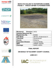 Object Archaeological excavation report,  E3682 Holdenstown 4,  County Kilkenny.has no cover picture