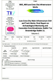 Object Archaeological excavation report,  15E0185 Broadstone to Broombridge Vol 1,  County Dublin.has no cover